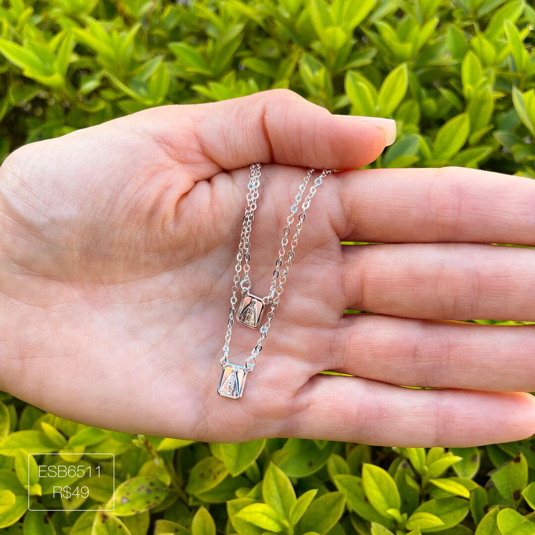 Escapulário Mini N. S. Aparecida Prateado